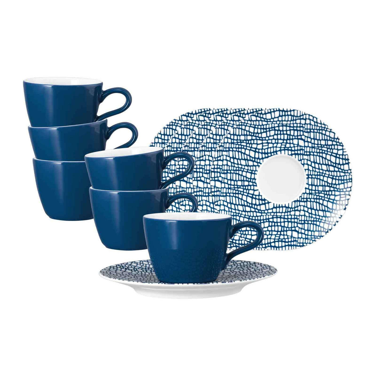 ESPRESSOTASSEN MIT UNTERTASSEN Life Fashion Classic Blue 90 ml 6er Set - Blau, Keramik (13.6/6.7/13.6cm) - Seltmann Weiden