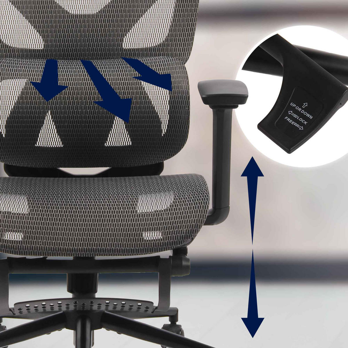 BÜROSTUHL Vaylen schwarz/grau - Schwarz/Grau, Kunststoff/Metall (66/124/66cm) - TPFLiving