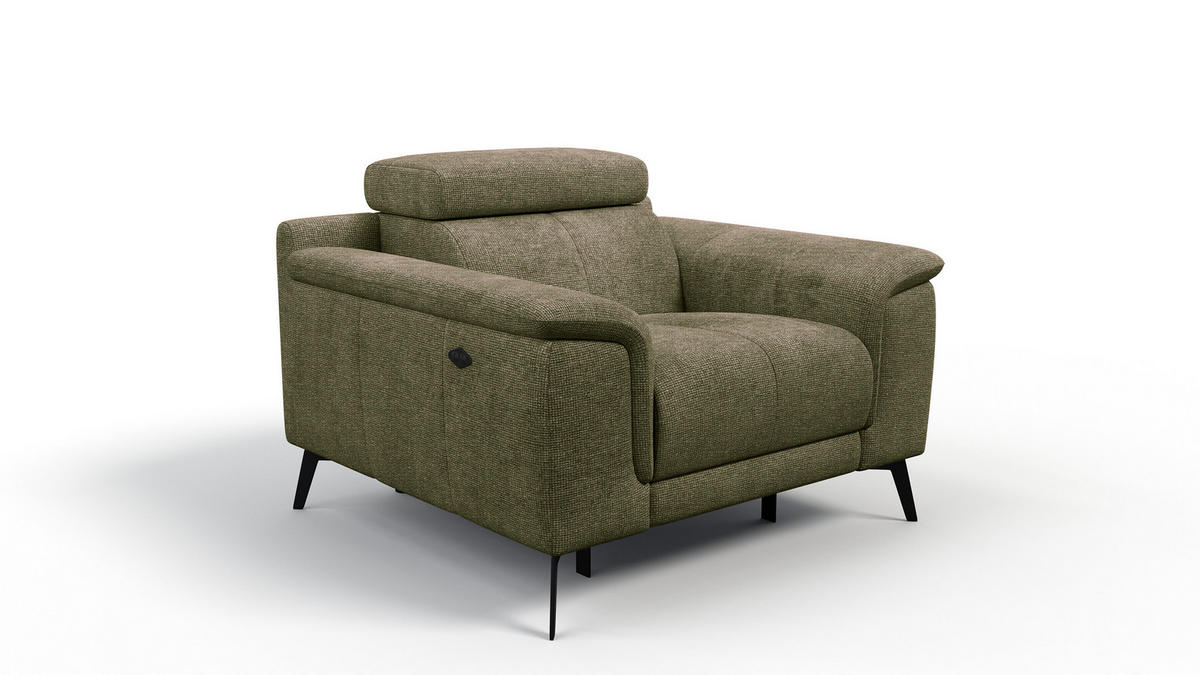 SESSEL FIERO mit Relaxfunktion, olivgrün - Schwarz/Olivgrün, Holzwerkstoff/Textil (114/82/103cm) - Courtois Laville