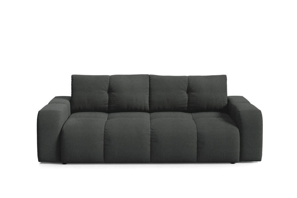 BETTSOFA DUCA Graphitfarben Jersey- Stoff mit Schlaffunktion - Graphitfarben, Holz (259/90/99cm) - MASSENO