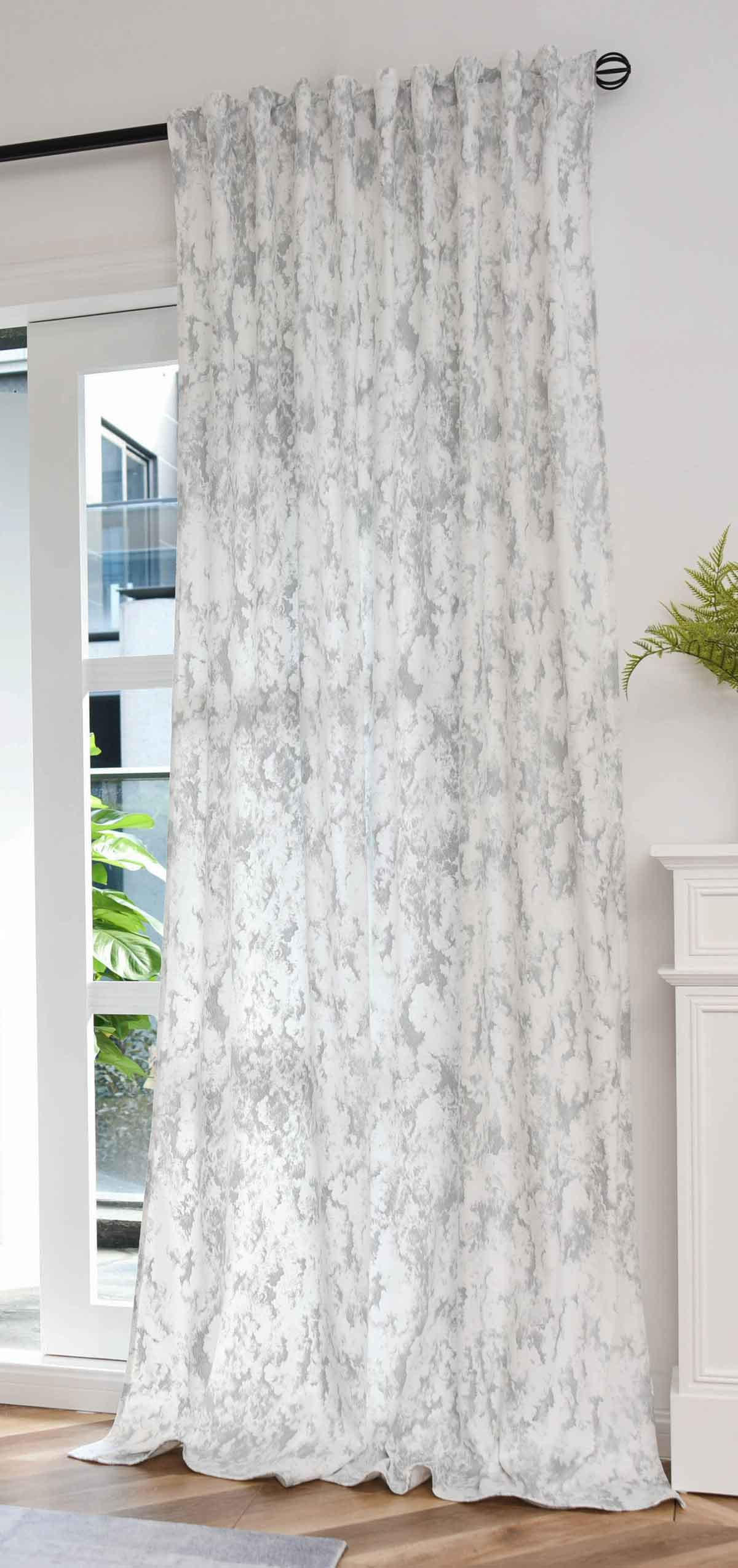 VORHANG SAMT MILANO STAR HxB 245x140 cm Weiß Silber - Weiß, Textil (140/245cm) - Gardinenbox
