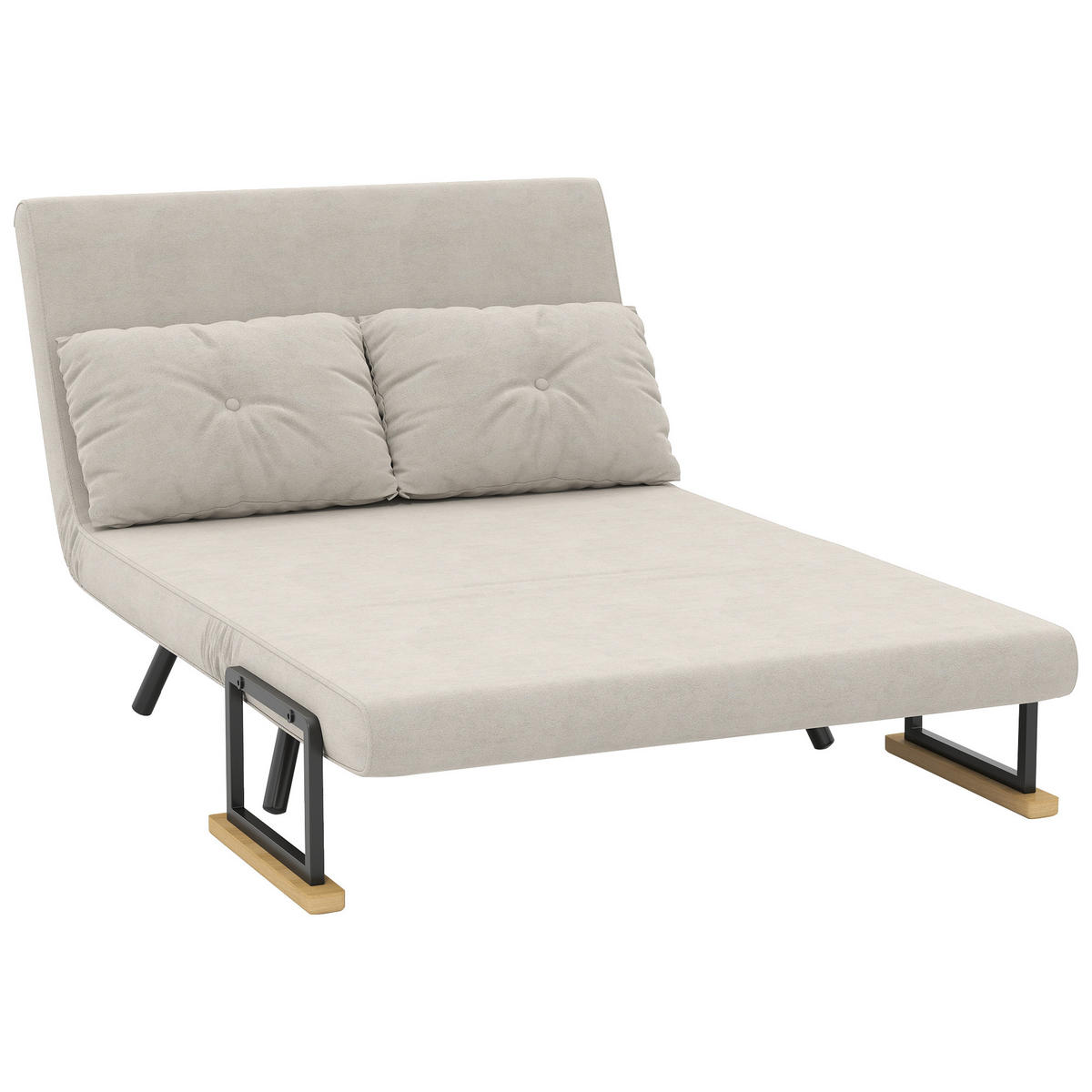 SCHLAFSOFA 2er-Sitz DE-14558 5-fach verstellbar mit Veloursbezug Beige - Beige, Metall (102/81/73cm) - ComfortXL