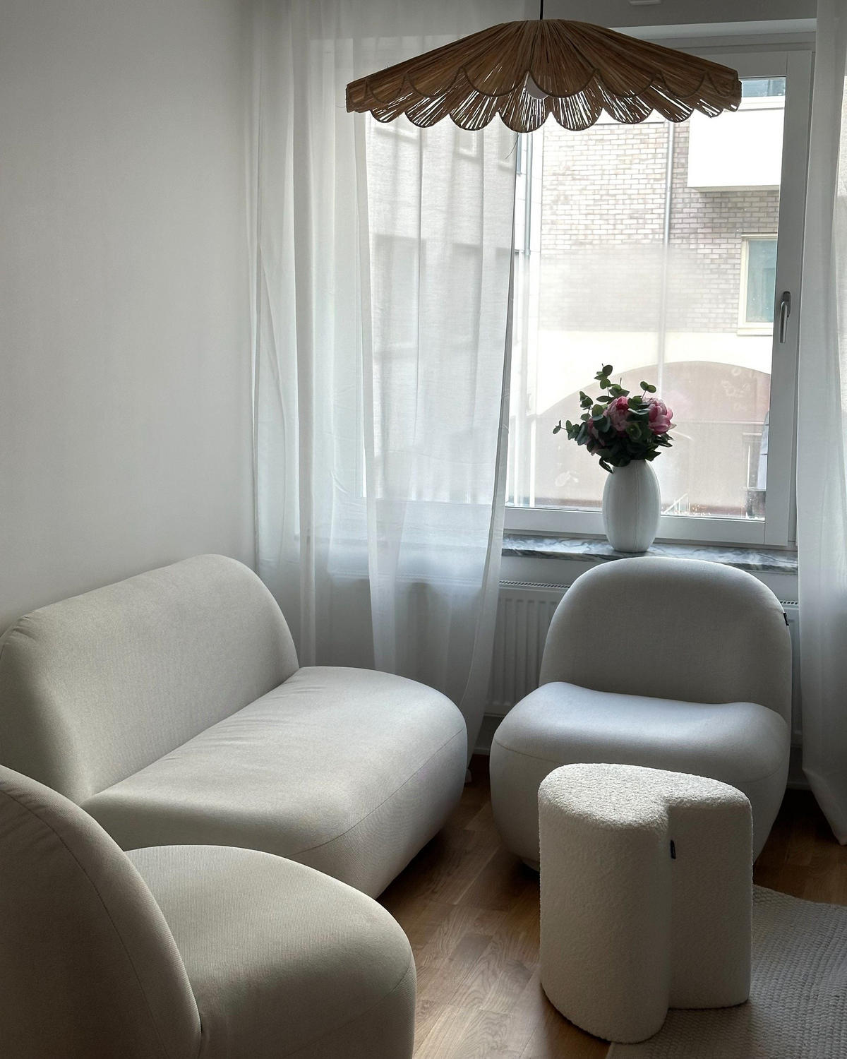 POUF alb crem Scotia - alb, material textil (40/44/33cm) - Beliani