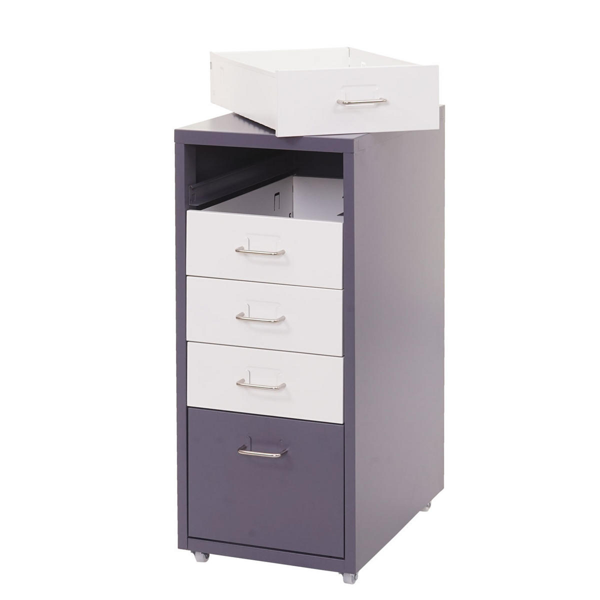 ROLLCONTAINER Weiß, Anthrazit - Anthrazit/Weiß, Metall (28/69/41cm) - MCW
