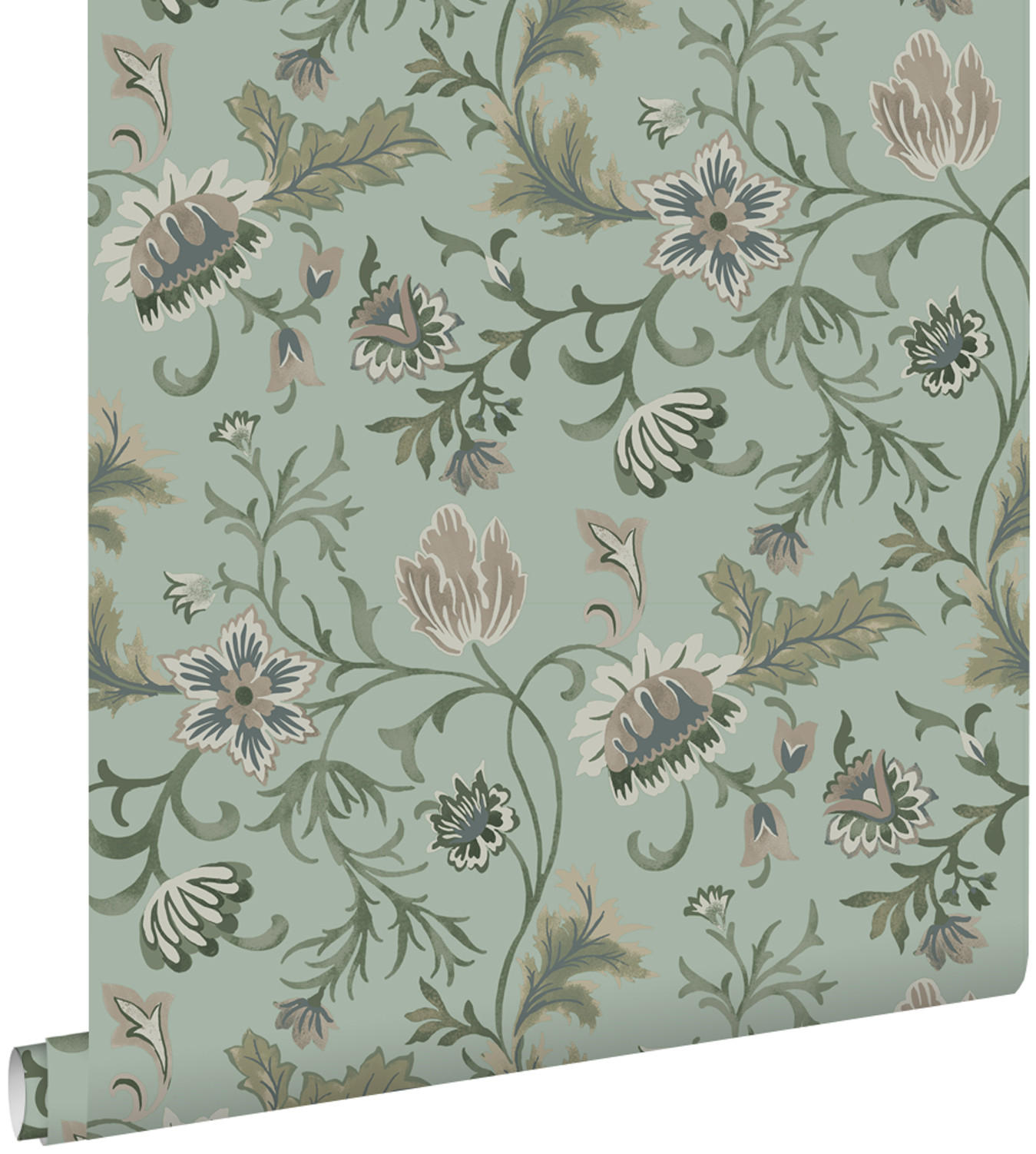 TAPETE Blumenmuster 53 cm x 10.05 m - Grün, Papier (53/1000cm) - ESTAhome