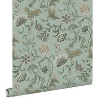 TAPETE Blumenmuster 53 cm x 10.05 m - Grün, Papier (53/1000cm) - ESTAhome