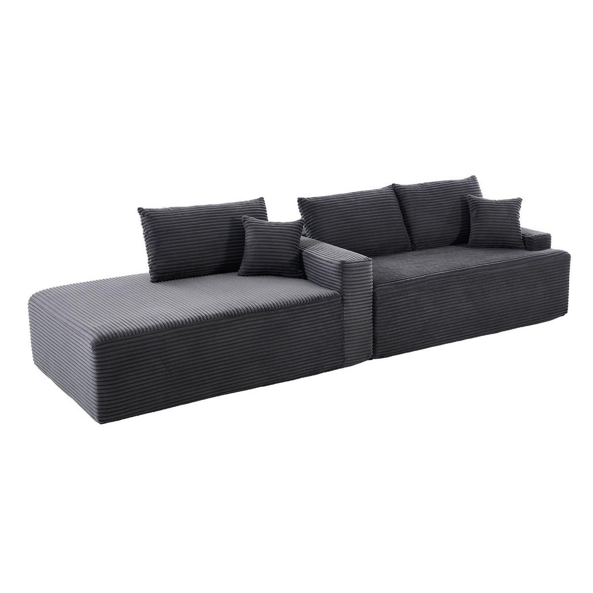 SOFA Coredo dunkelgrau Cord - Dunkelgrau, Textil (155/250cm) - Juskys