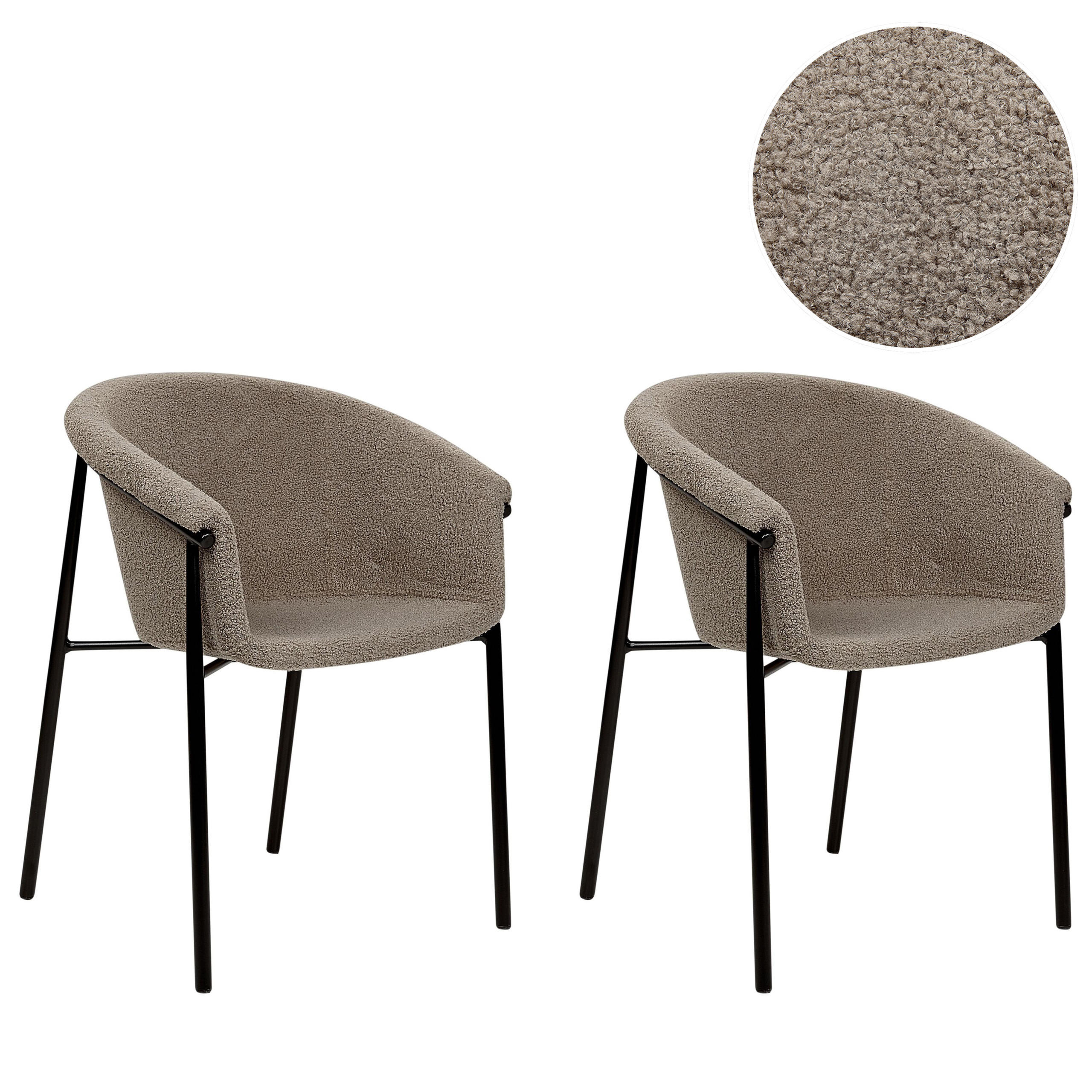 ÉTKEZŐSZÉK 2 darabos Szett Buklé tópszín/fekete Ames - fekete/taupe, textil (59/80/56cm) - Beliani