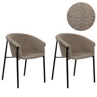 MATSTOL set om 2 bouclé taupe/svart Ames - Taupe/Svart, Textil (59/80/56cm) - Beliani