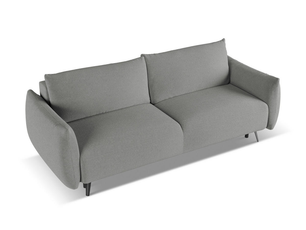 3-SITZER SOFA mit Schlaffunktion Chenille Stoff Grau - Schieferfarben/Schwarz, Textil/Metall (230/86/105cm) - Makamii