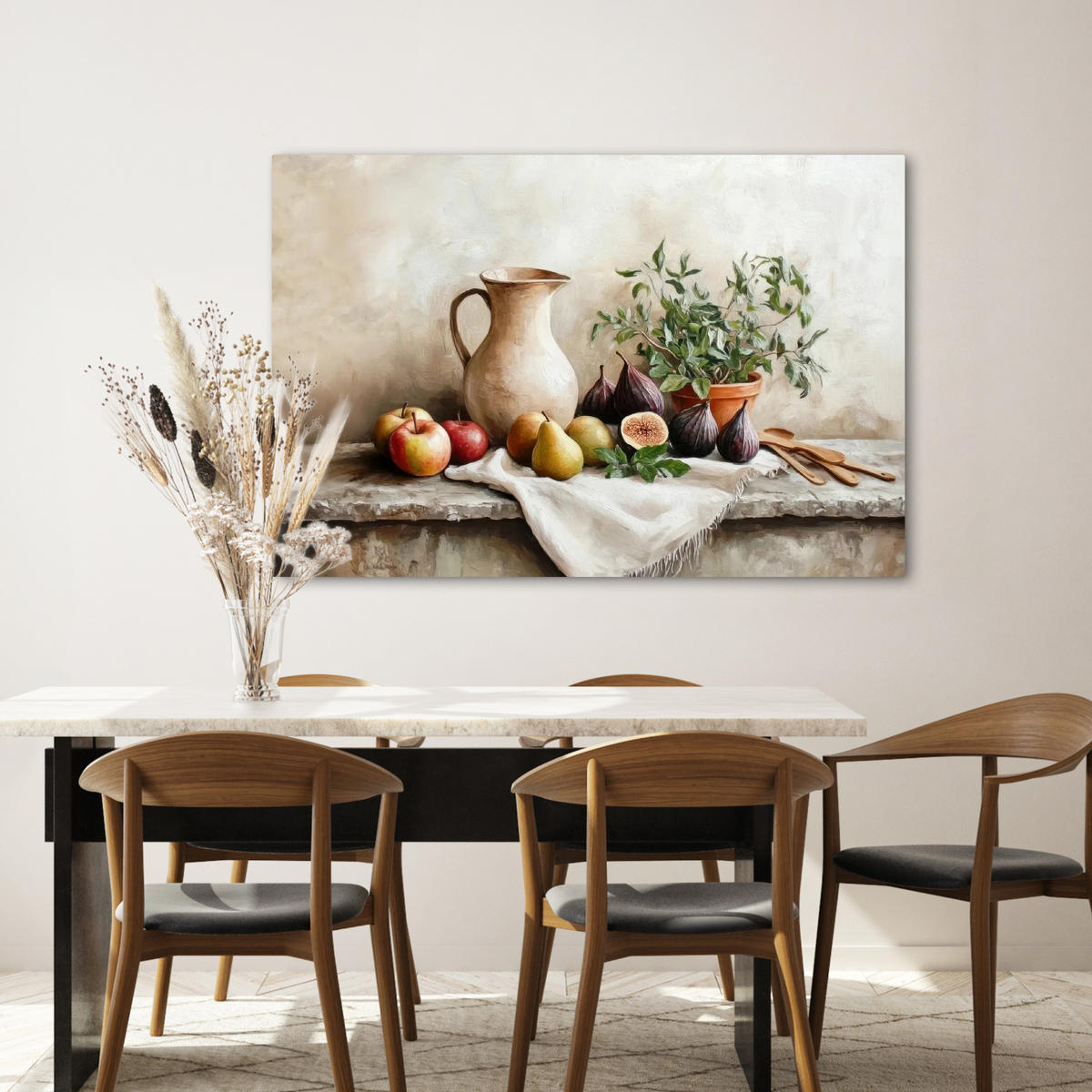 LEINWANDBILD Obst - Kräuter - Ländlich Wohnzimmer 120x80 cm - Naturfarben, Textil (120/80cm) - MuchoWow