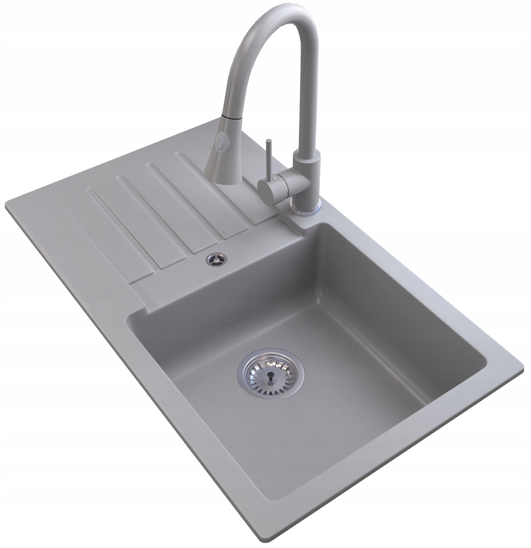 GRANITSPÜLE Trix mit Siphon Batterie - Grau, Kunststoff/Stein (76/44/16cm) - Granitan