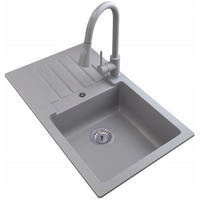 GRANITSPÜLE Trix mit Siphon Batterie - Grau, Kunststoff/Stein (76/44/16cm) - Granitan