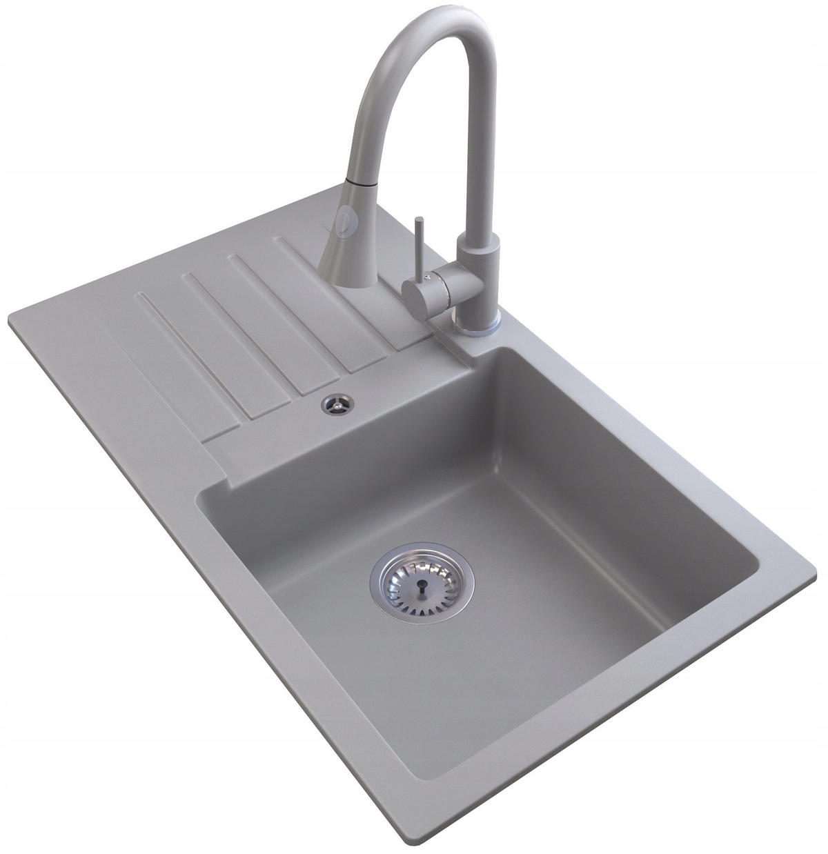 GRANITSPÜLE Trix mit Siphon Batterie - Grau, Kunststoff/Stein (76/44/16cm) - Granitan