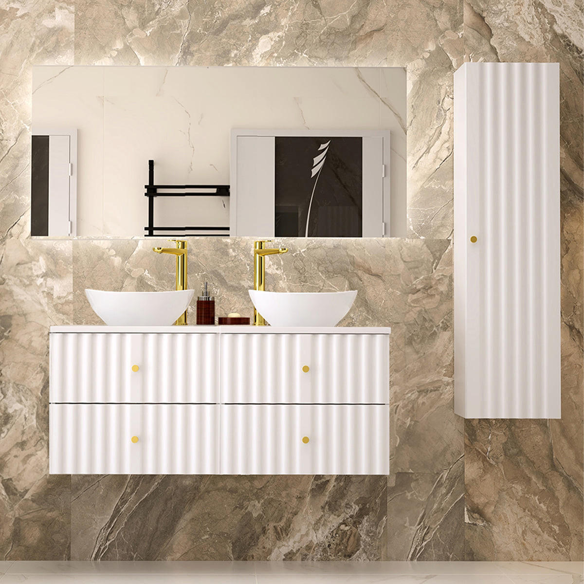 DONJI ELEMENT ZA UMIVAONIK 120.6cm Izae Bijeli - bijela, drvni materijal (120.6/52.2/46.5cm) - Petits-meubles
