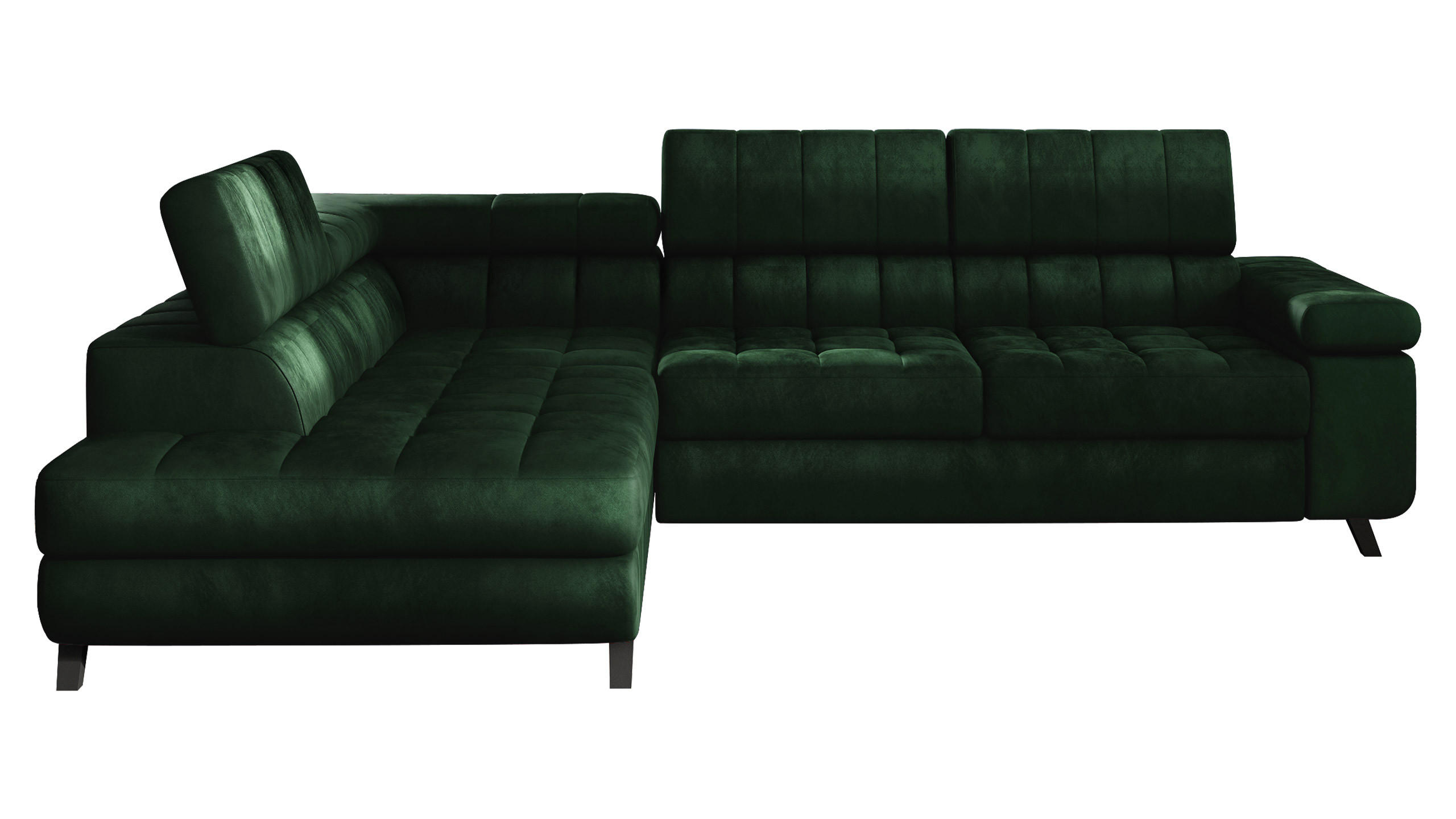 ECKSOFA Nord, Seite: Links - Smaragdgrün/Schwarz, Holz/Textil (264/203cm) - MIRJAN24