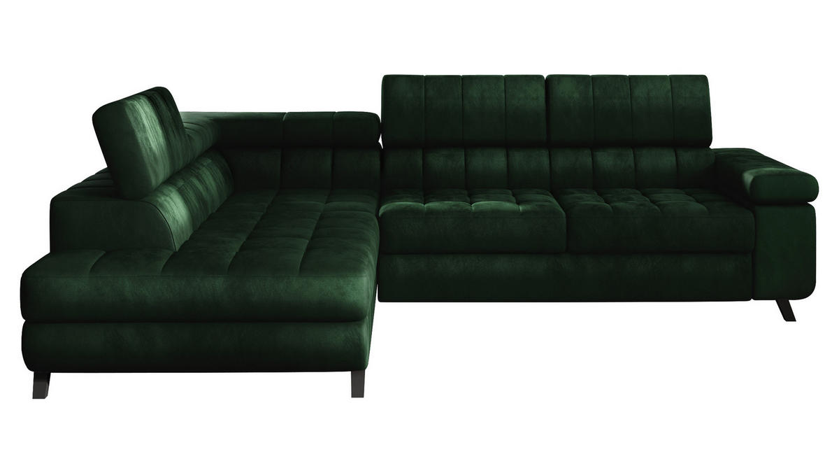 ECKSOFA Nord, Seite: Links - Smaragdgrün/Schwarz, Holz/Textil (264/203cm) - MIRJAN24