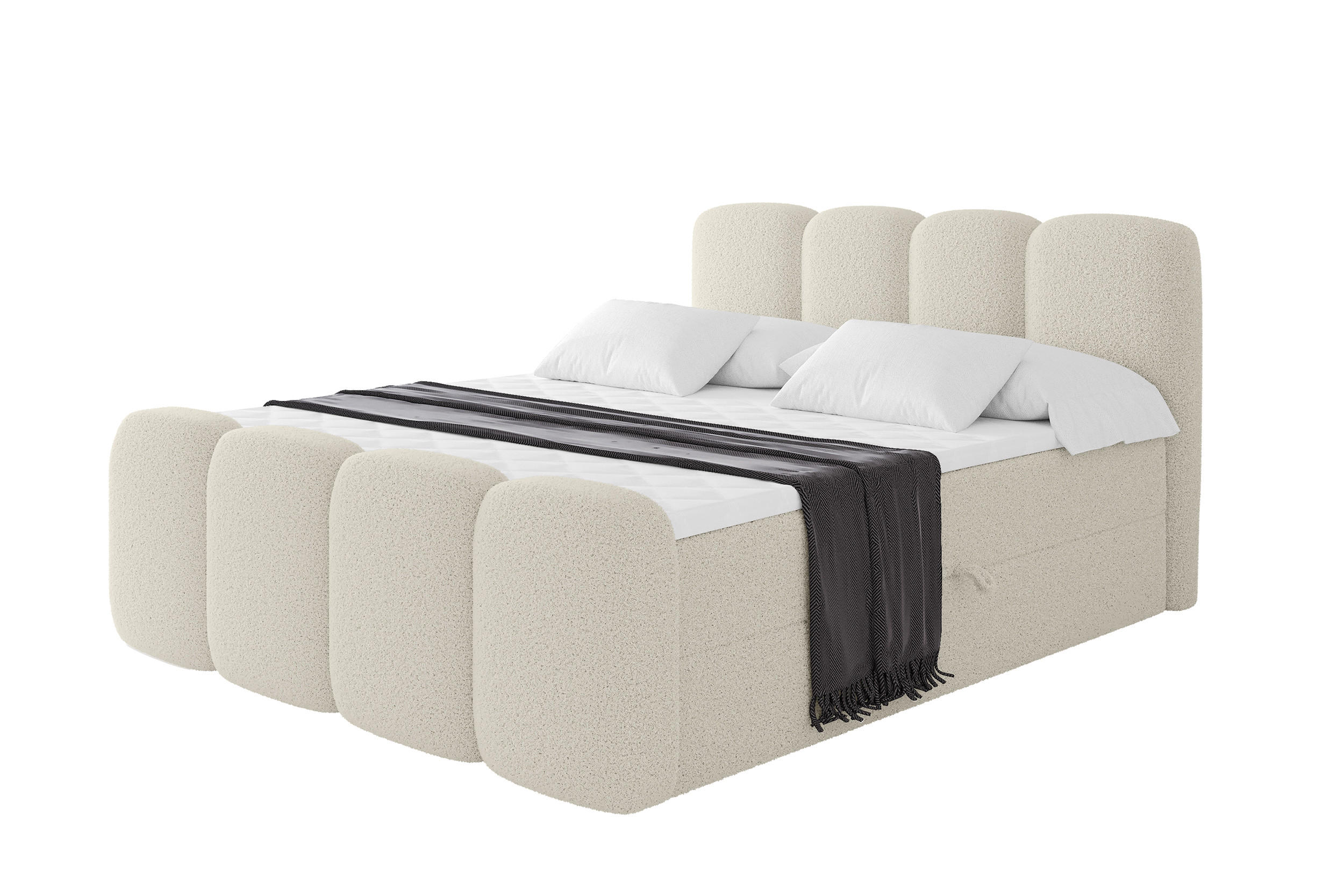BOXBETT mit Matratze H3 - NINA-Z - 160x200 cm - Beige - Sandfarben, Holzwerkstoff (160/200cm) - ALTDECOR