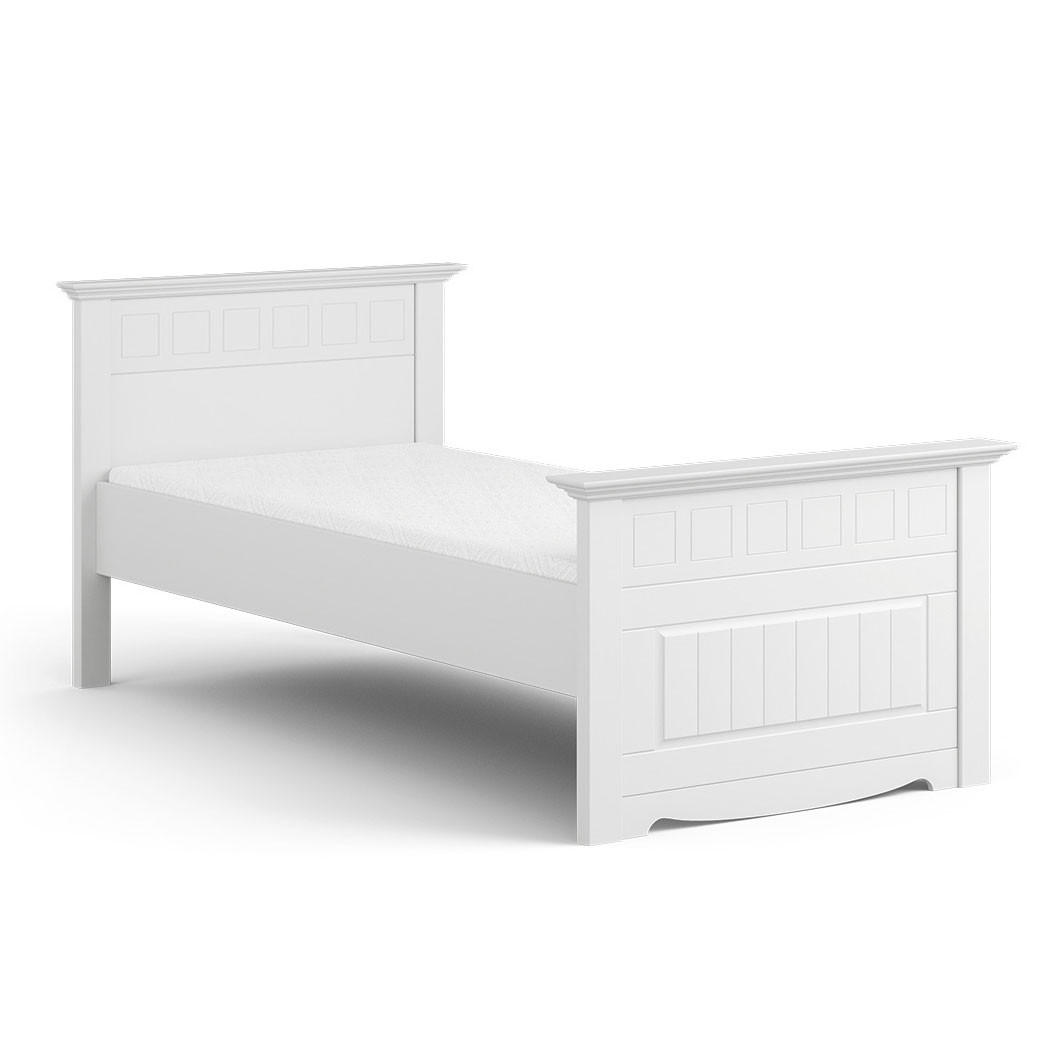 BETT Belluno Elegante Kiefer weiß lackiert 110 / 214 / 95cm - Weiß, Holz (90/200cm) - Feldmann-Wohnen