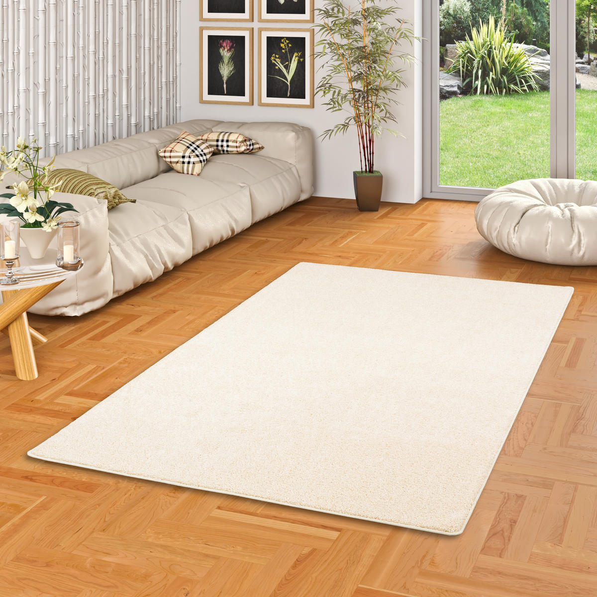 HOCHFLOR VELOURS TEPPICH MONA - Creme, Textil (160/200cm) - Snapstyle