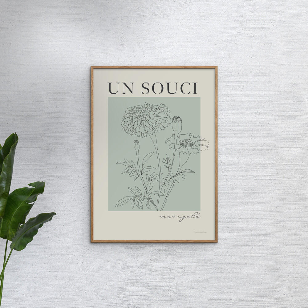 POSTER mit Rahmen Wild Apple - French Flower Poster II - Eichefarben/Grün, Holz/Papier (50/70cm) - Poster&Frame