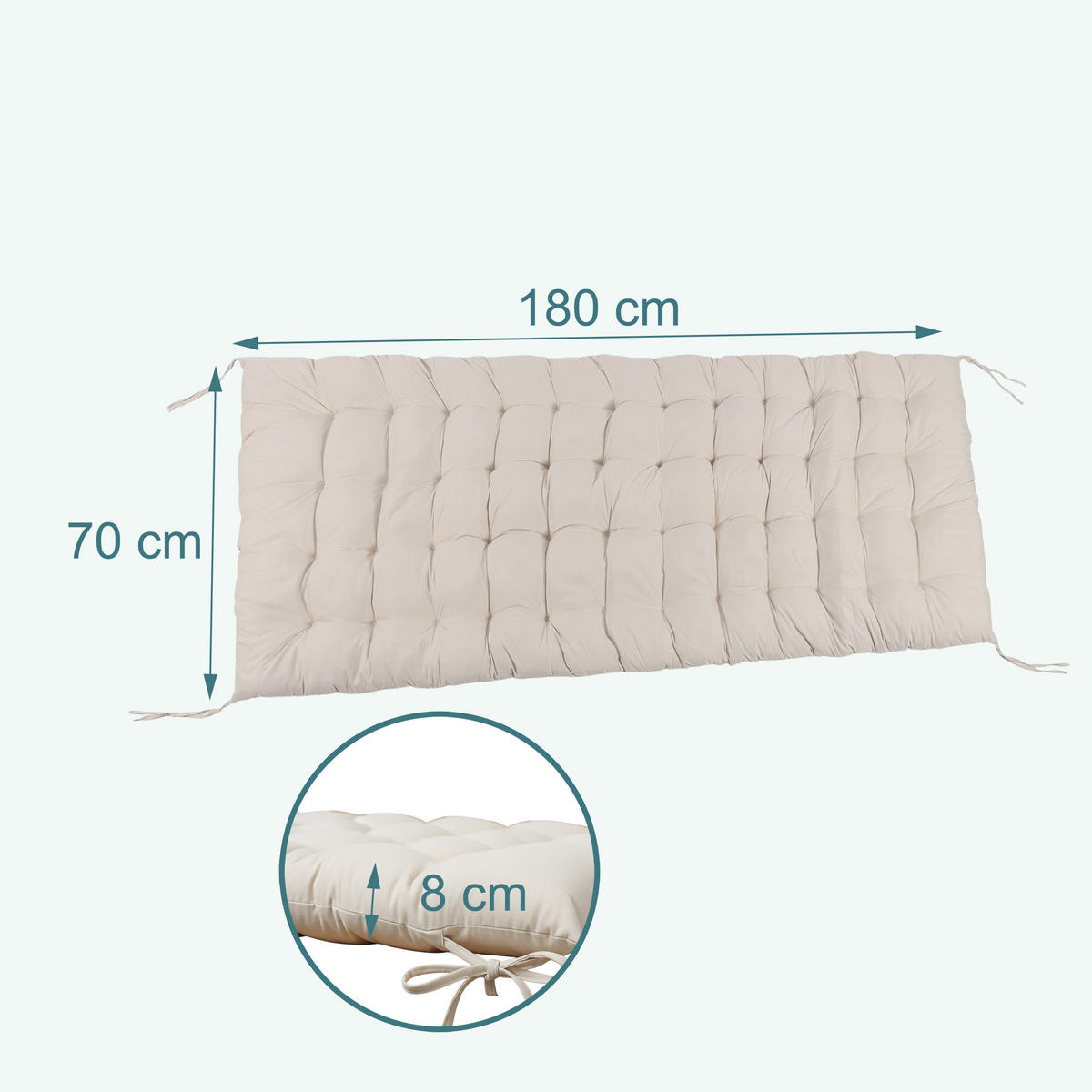 LAVIČKOVÝ sedák - béžová, textil/plast (70/8/180cm) - Relaxdays