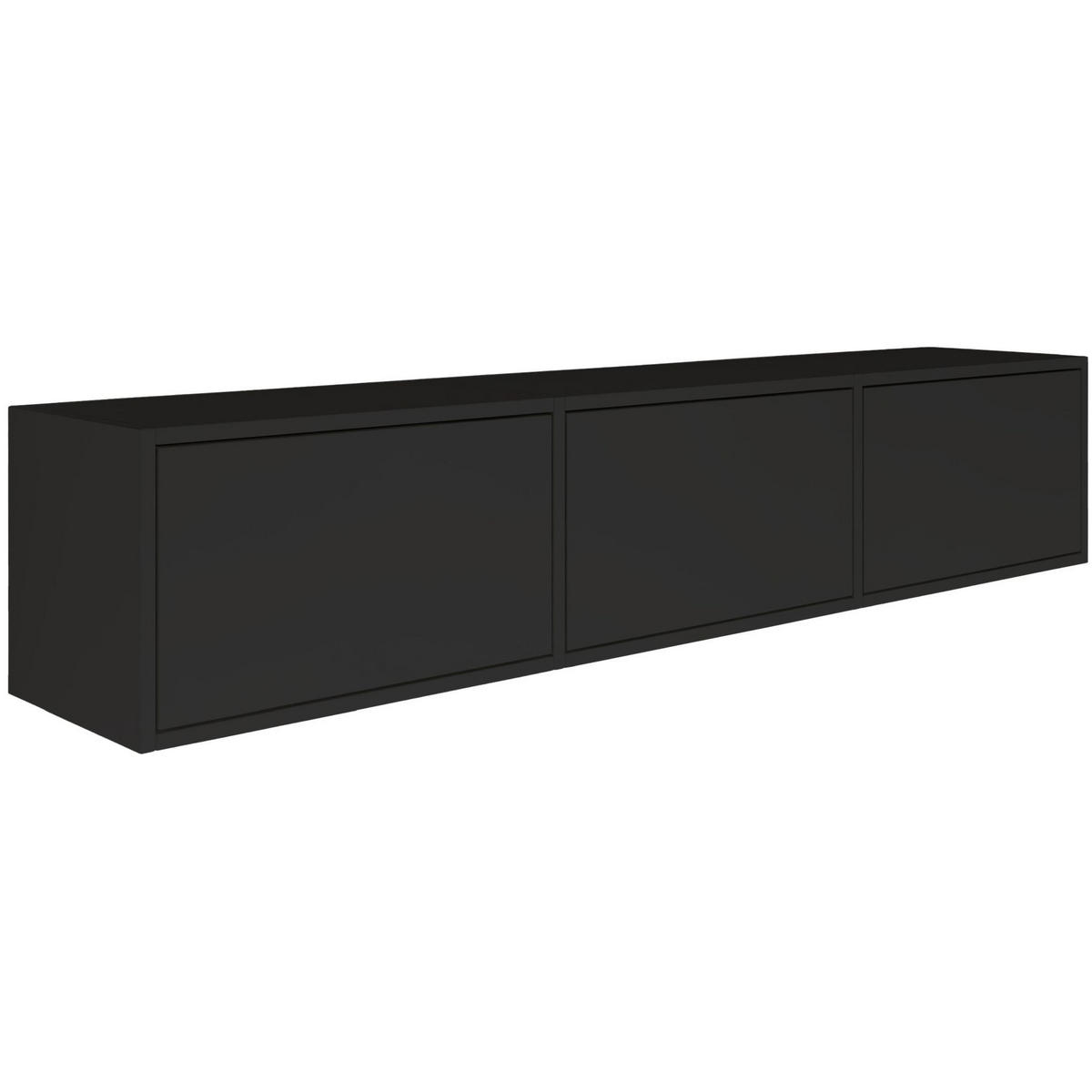 TV-LOWBOARD hängend, 3 Klappen, Schwarz, 150 cm - Schwarz, Holzwerkstoff (150.1/30/30cm) - Selsey