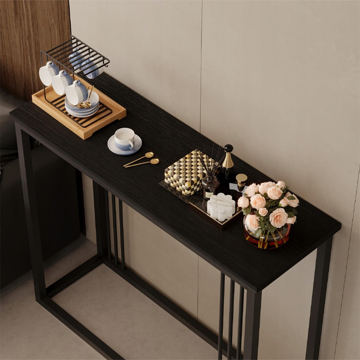 KONSOLE, schwarz 90/30/75 cm - Schwarz, Holzwerkstoff (90/75/30cm)
