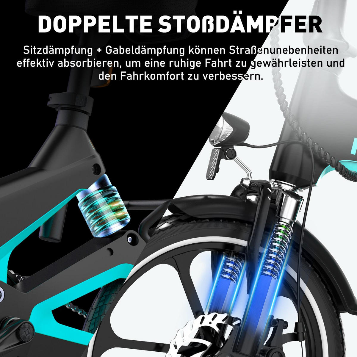 E-BIKE BK2 Reichweite 35–70 km - Schwarz, Metall (64cm) - HITWAY