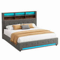 BETT mit Stauraum 180x200 cm Samt Dark Grey - Dunkelgrau, Metall (180/200cm) - Meubliv