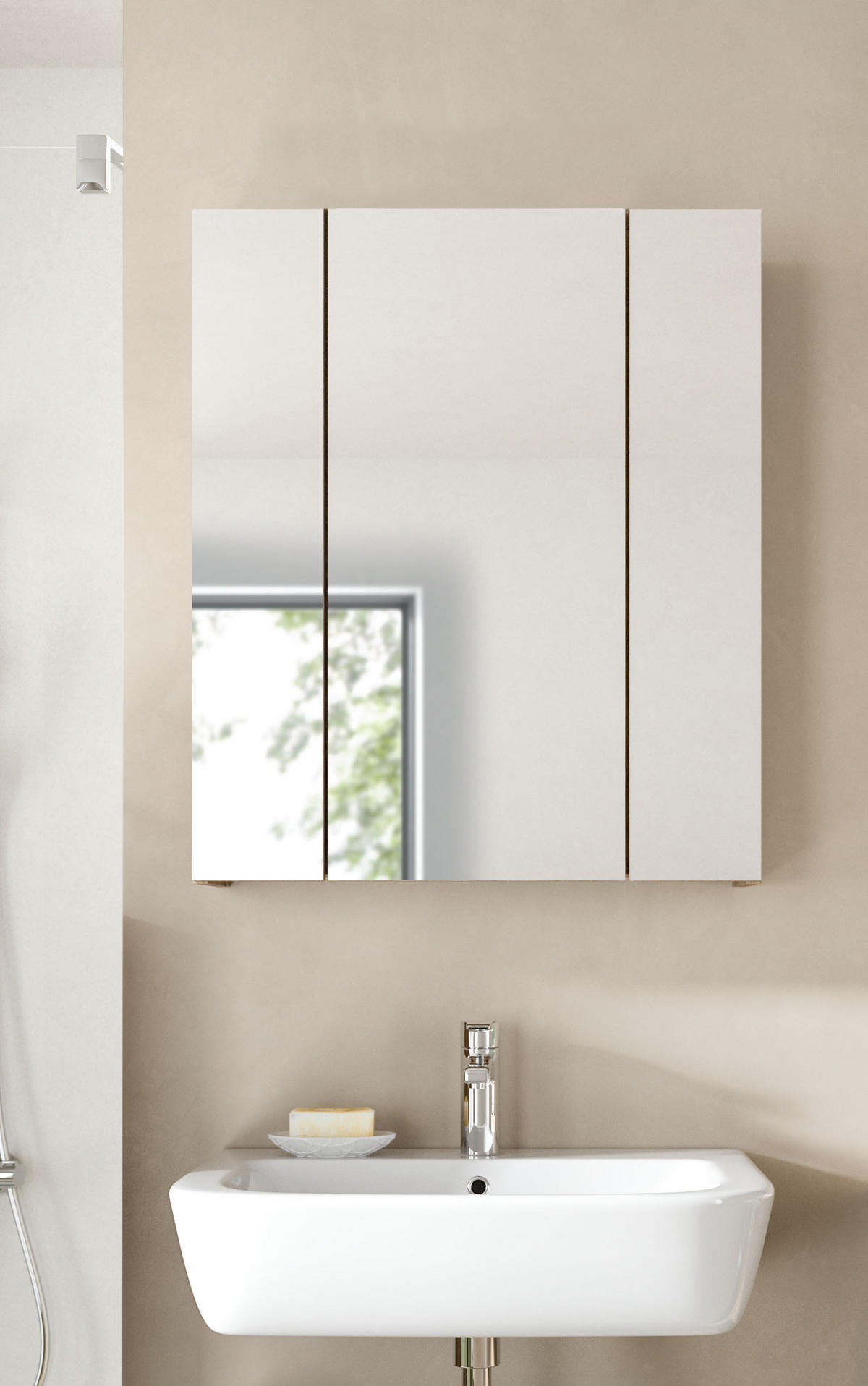 SPIEGELSCHRANK ICE (B/H/T: ca. 60/70/18 cm) in Nox Oak Nachbildung/schwarz matt - Eichefarben, Holz (60/70/18cm)