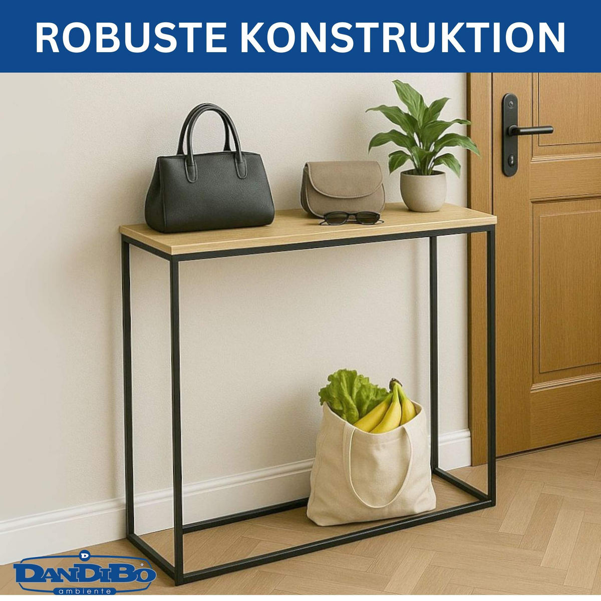 KONSOLENTISCH Schmal Metall Schwarz 100 x 80 x 30 cm - Schwarz, Metall (30/100/80cm) - DanDiBo