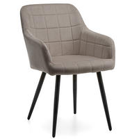 STUHL ORTE gepolstert mit Steppung - dunkelbeige - Samt Velours - Beige/Goldfarben, Textil/Metall (56/85/62cm) - NEW HOME