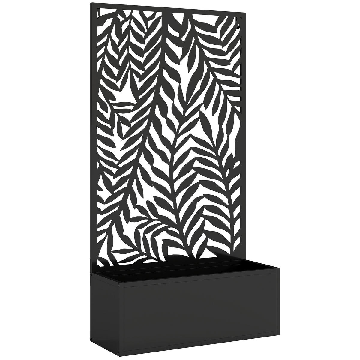 PFLANZKASTEN mit Rankgitter Metall Schwarz - Schwarz, Metall (23/113/61cm) - Outsunny