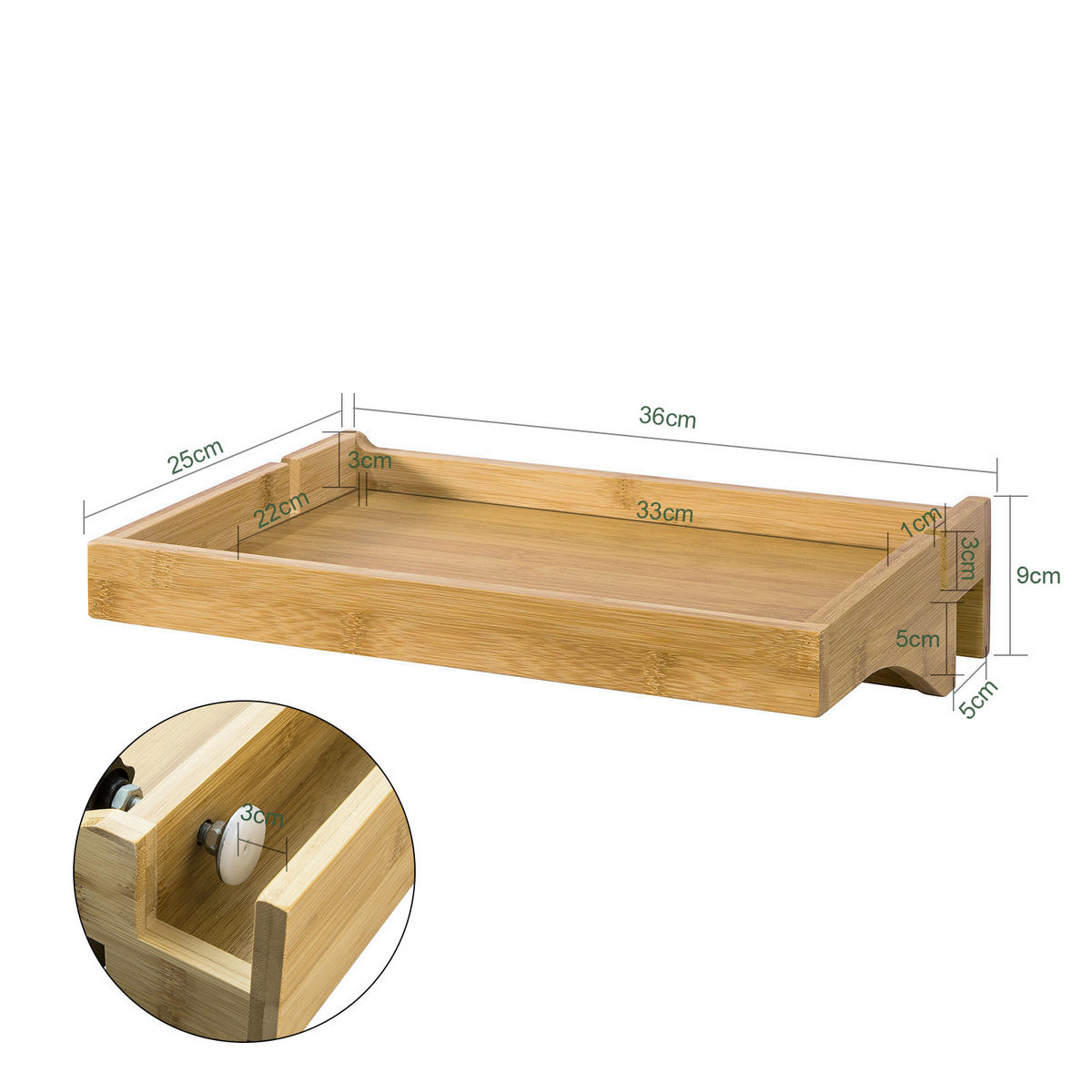 NACHTTISCH Bambus Natur - Naturfarben, Naturmaterialen (36/9/25cm) - SoBuy