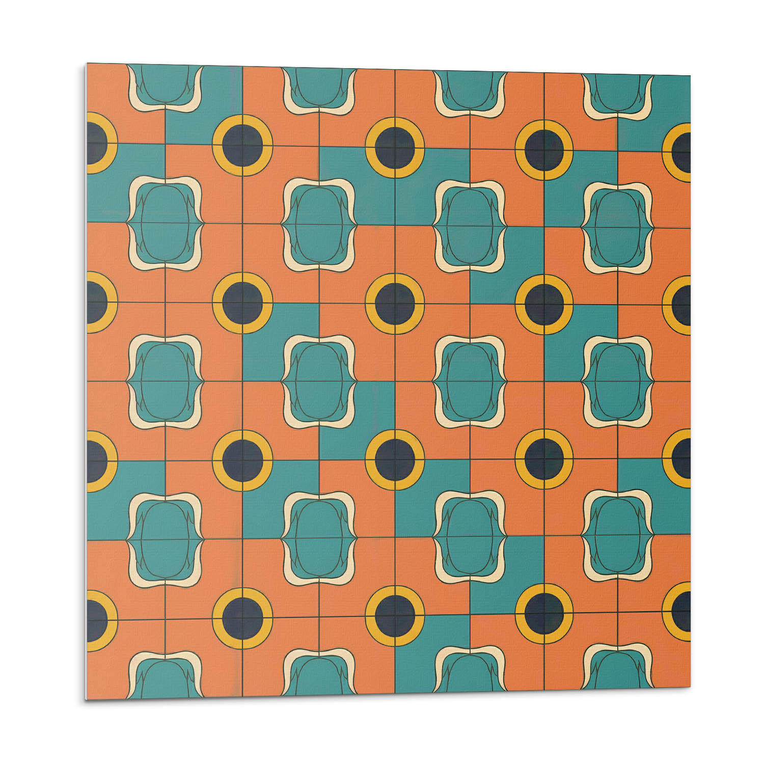 WANDPANEEL 4x 50x50 cm selbstklebend Retrovia - Dunkelorange, Kunststoff (50/1.6/50cm) - Wallfluent