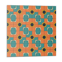 WANDPANEEL 9 Stück 30x30 cm selbstklebend Retrovia - Dunkelorange, Kunststoff (30/1.6/30cm) - Wallfluent