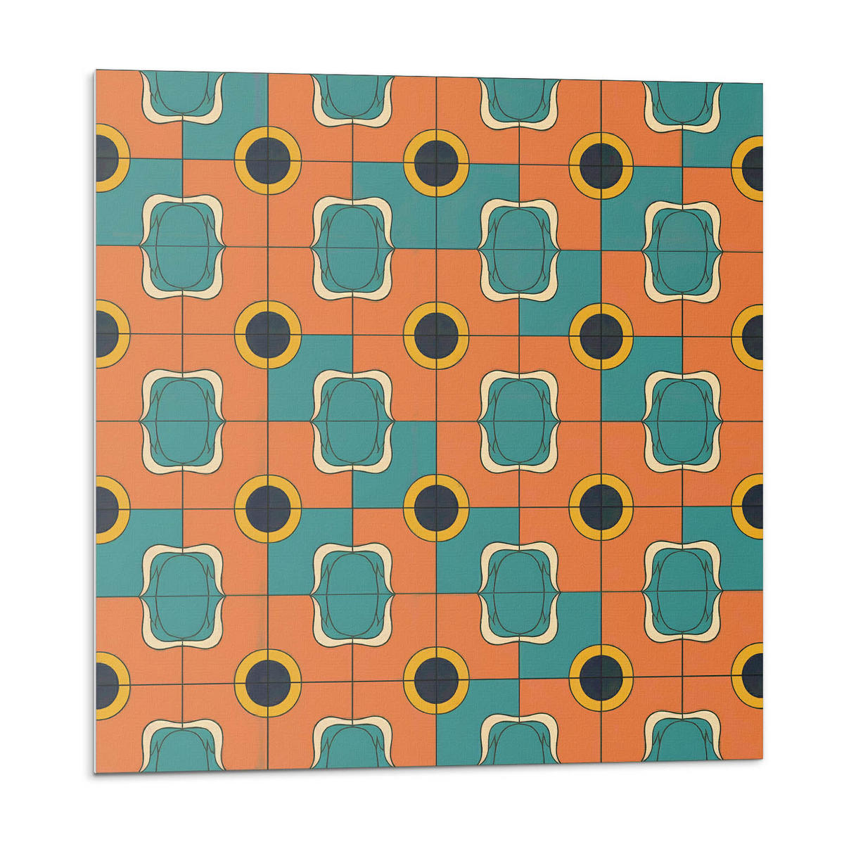 WANDPANEEL 9 Stück 30x30 cm selbstklebend Retrovia - Dunkelorange, Kunststoff (30/1.6/30cm) - Wallfluent