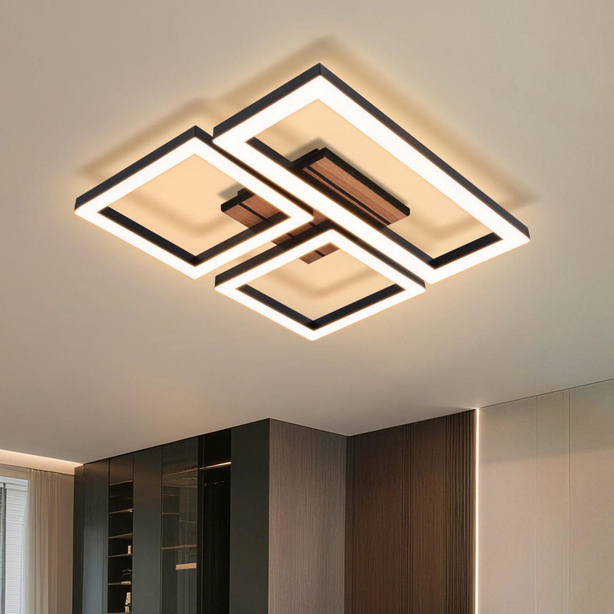 LED stropní svítidlo 37,5/31,5/5,5 cm - černá, kov (31.5/37.5/5.5cm) - Nettlife