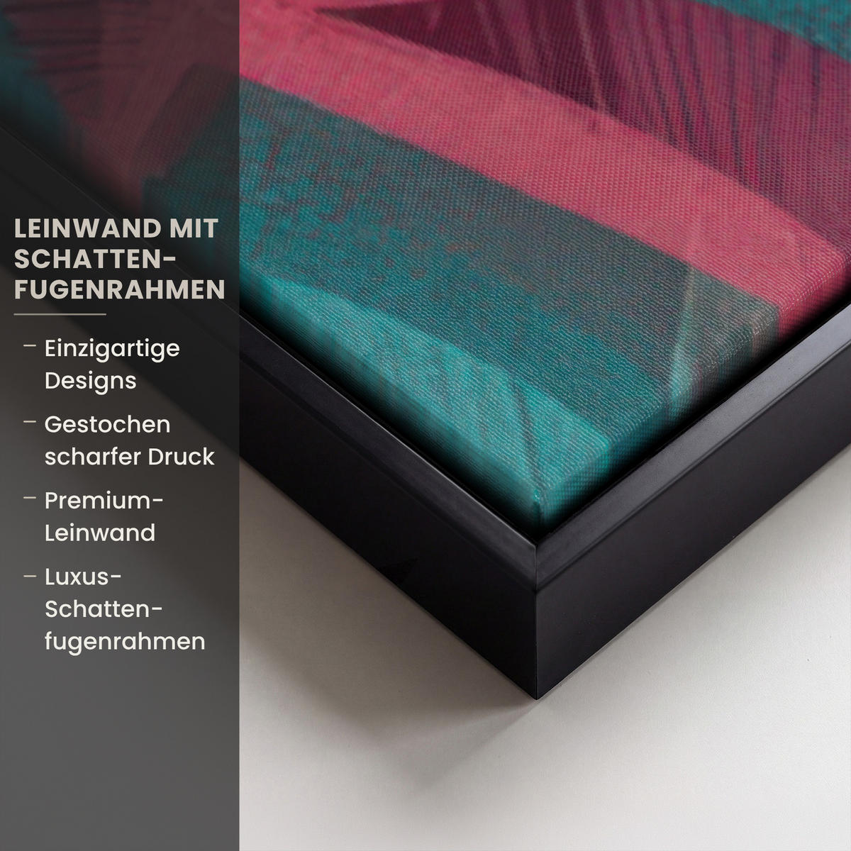 LEINWAND Bilder mit Rahmen - Kakadu - Tropische Blätter - Zweig - 80x120 - Petrol, Textil (80/120cm) - MuchoWow