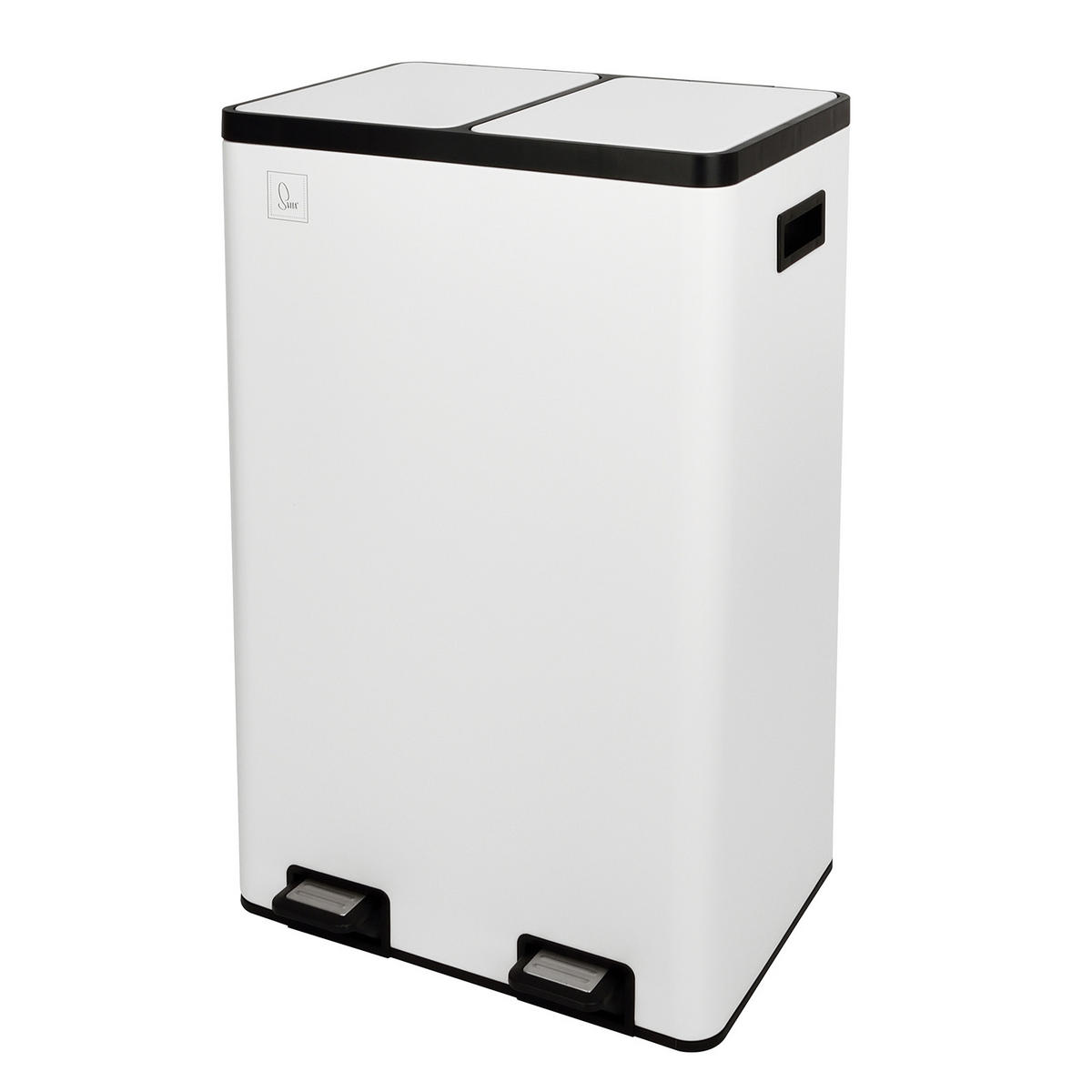 MÜLLTRENNSYSTEM TMH2X30 2x30L 2 Fächer Mülleimer Pulverbeschichteter Stahl Weiß - Weiß, Metall (47/72/32cm) - SVITA