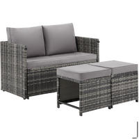 RATTANLOUNGE-SET Monopoli, 2-in-1 Sofa & Sitzgruppe, 110 x 60 x 61,5 cm, grau - Grau, Kunststoff - tectake