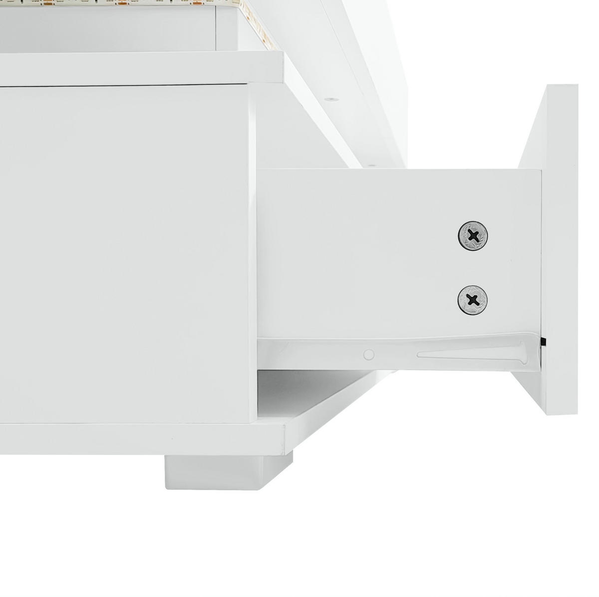 KONFERENČNÍ stolek, 100/50/44 cm bílý, výškově nastavitelný s LED osvětlením - bílá, kompozitní dřevo (100/50/44cm) - BEAOK