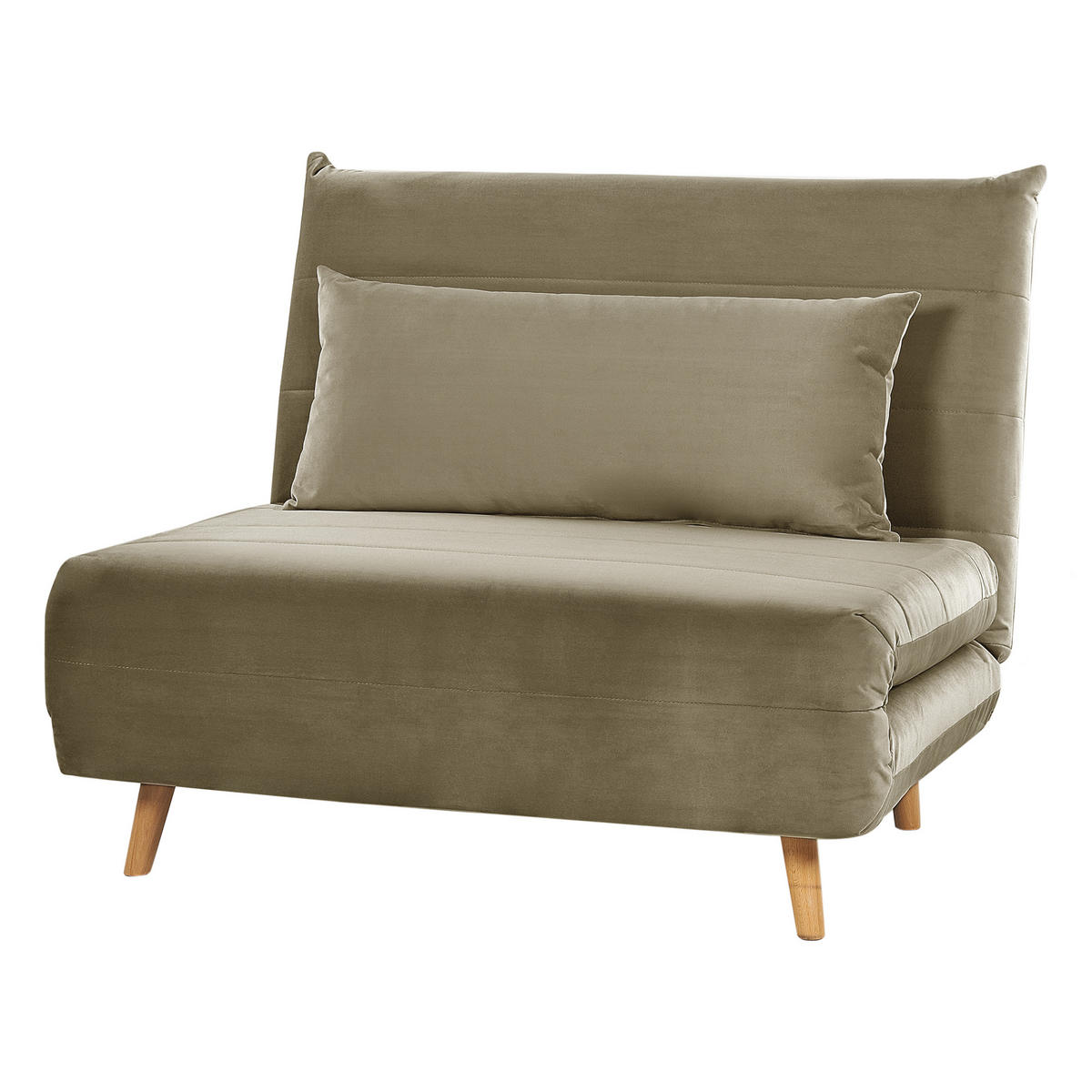 1-SITZER-SCHLAFSOFA Samtstoff Olivgrün Setten - Olivgrün, Textil (104/82/190cm) - Beliani