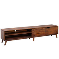 TV-BOARD Sheesham 220x40x48 walnuss gewachst MALMÖ 2 #125 - Dunkelbraun, Holz (220/48/40cm) - Massivmoebel24