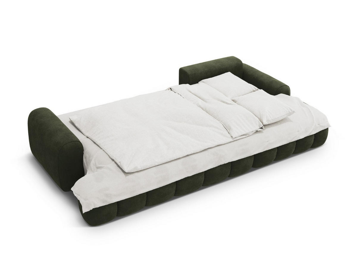 AUSKLAPPBARES-ECKSOFA rechts mit Container Linz aus Samt grün 3 Sitzplätze - Grün, Textil (142/275cm) - Cosmopolitan Design