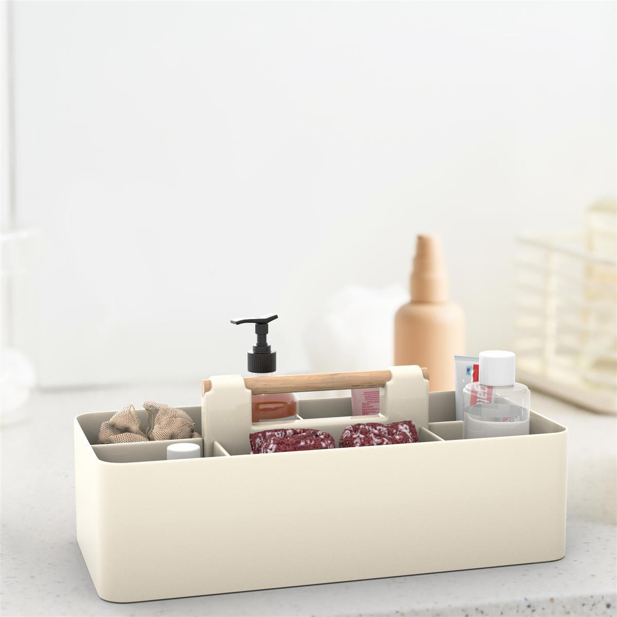 MAKE-UP-ORGANIZER 32/15.5/8 cm (Beige) - Grün, Kunststoff (15.5/8/32cm) - Intirilife