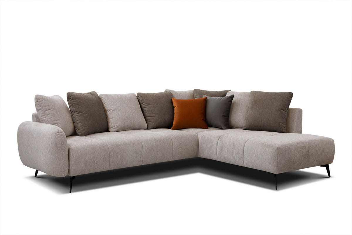 ECKSOFA EVENTO 5-Sitzer, beige - Beige/Schwarz, Holzwerkstoff/Textil (266/206cm) - Courtois Laville