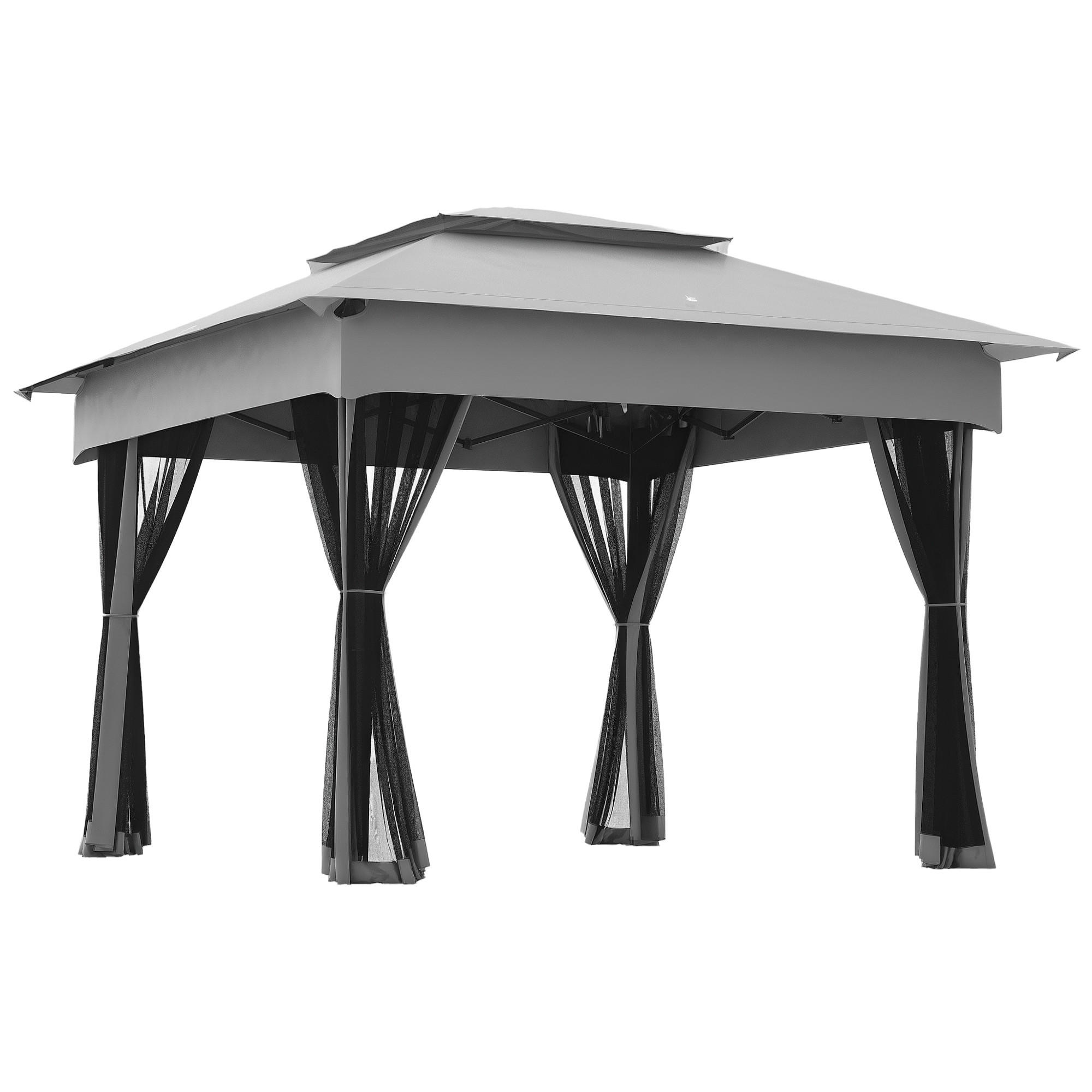 FALTPAVILLON, 3,3x3,3m, 4 UV-beständige Netzseitenwände, Tragetasche, Hellgrau - Multicolor, Metall (325/270/325cm) - FORIOUS