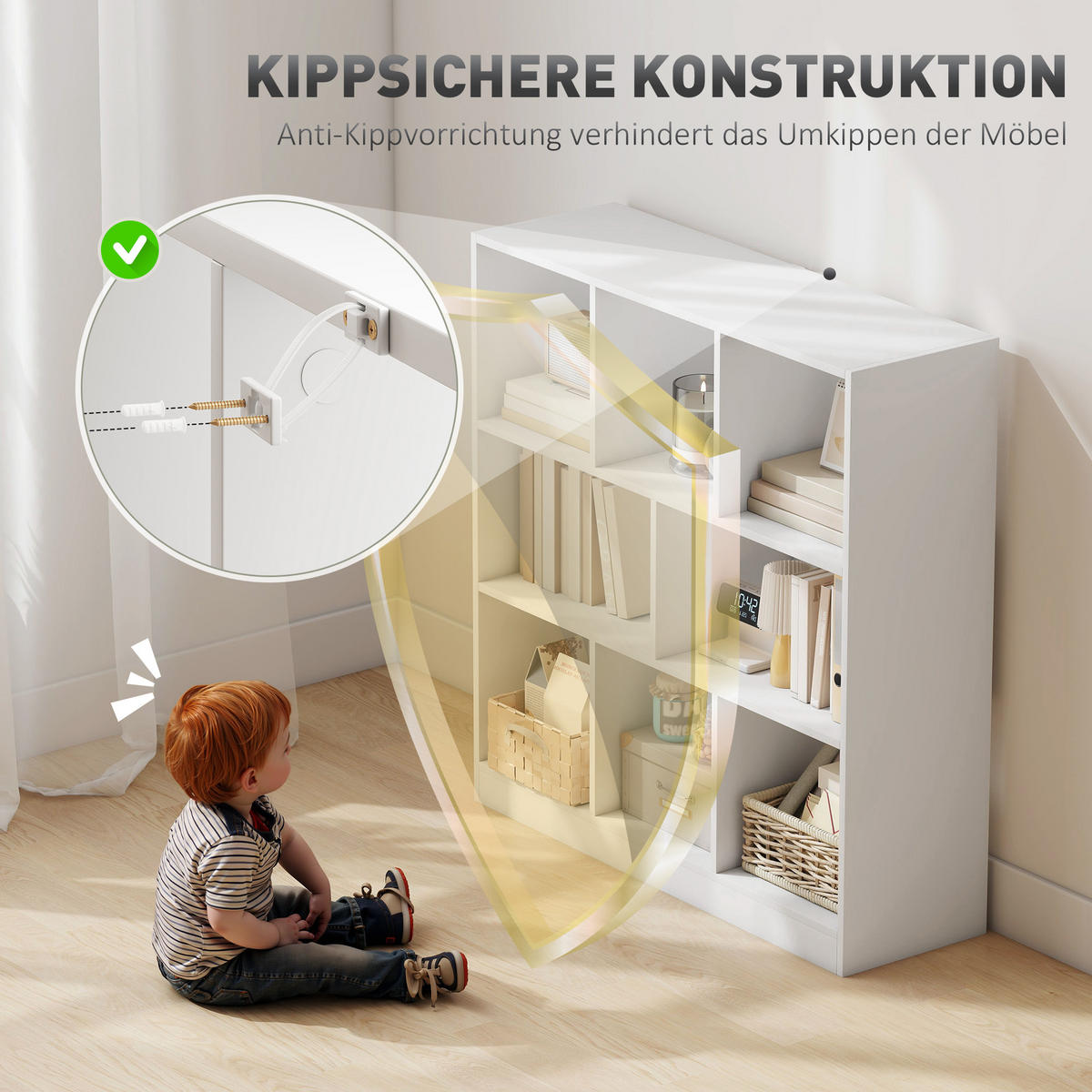 BÜCHERREGAL 3-stöckige Bücherregal Büroregal Home-Office Spanplatte Weiß - Weiß, Holzwerkstoff (30/100/97.5cm) - HOMCOM